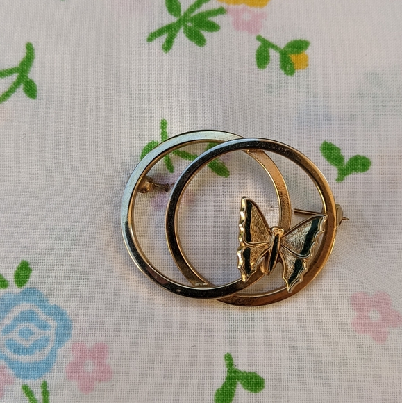 VTG Gold Butterfly Brooch - Picture 3 of 5